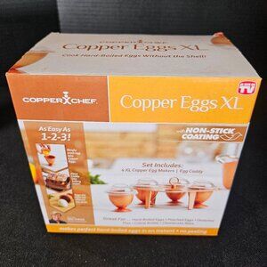 Copper Chef Copper Eggs 4XL Non-Stick Boiled Egg Makers With Egg Caddy New